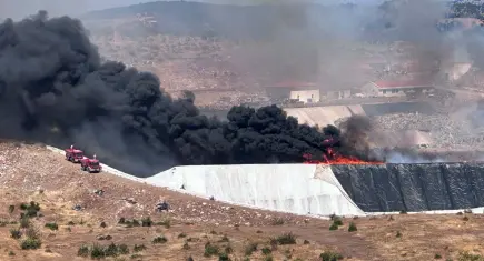 Ayvacık'taki katı atık tesisinde yangın