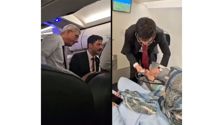 THY uçağında rahatsızlanan yolcuya Bakan Memişoğlu'ndan ilk müdahale