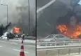 Kuzey Marmara Otoyolu'nda TIR yangını! Alevler tarım arazisine sıçradı