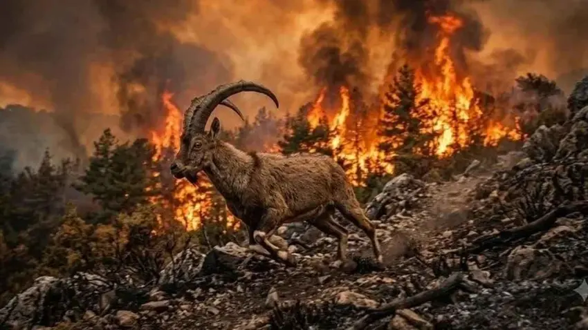 Yangından kurtulan yaban keçileri için av ihalesine tepki haberinin görseli