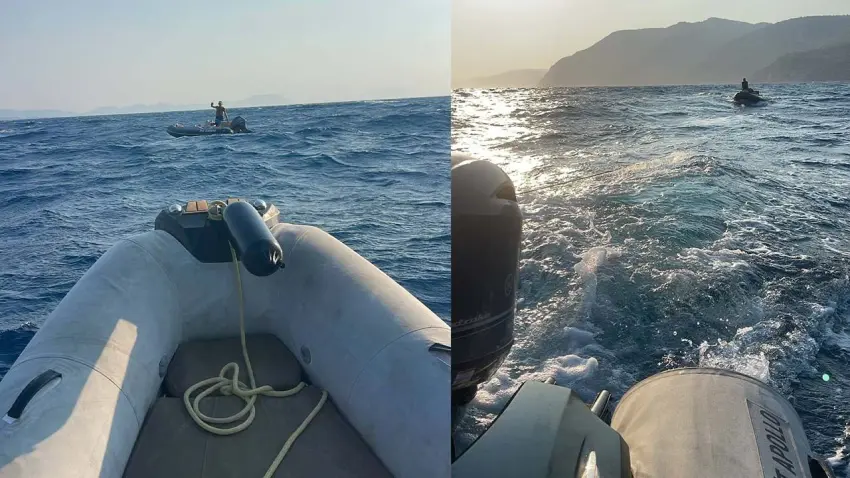 Lastik botla denizde mahsur kalan kişiyi esnaf kurtardı! haberinin görseli