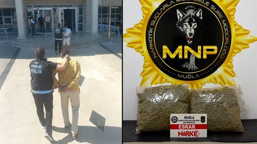 Polisin ‘dur’ ihtarına uymayan araçta 1 kilo 953 gram esrar ele geçirildi haberinin görseli