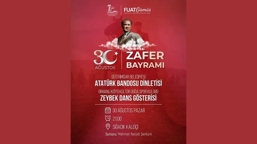 Seferihisar’da 30 Ağustos Zafer Bayramı’na özel program haberinin görseli