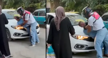 Antalya’da yol verme kavgası kamerada: Motokurye sürücüyü kaputa yatırıp yumrukladı