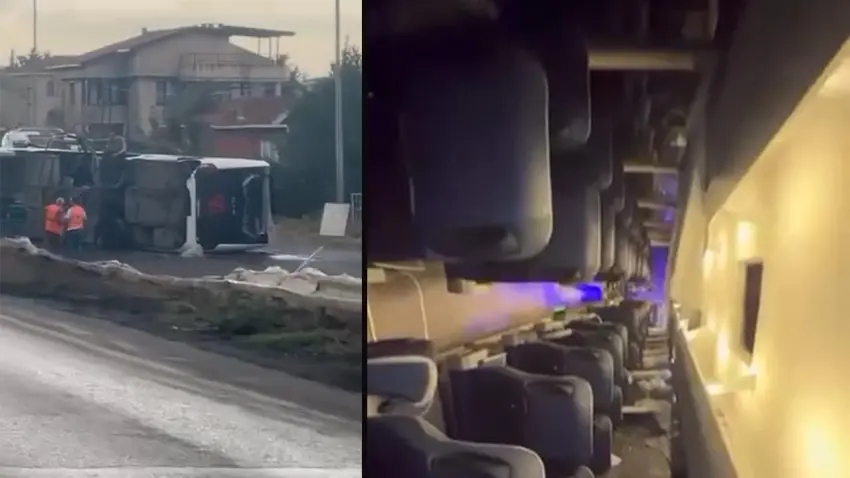 Büyükçekmece’de servis otobüsü devrildi! 18 kişi yaralandı haberinin görseli