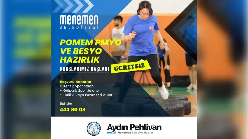 Menemen’de gençlere ücretsiz POMEM, PMYO ve BESYO hazırlık kursu haberinin görseli
