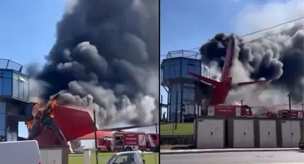 Havacılık Bilim Merkezi olarak kullanılan uçakta yangın