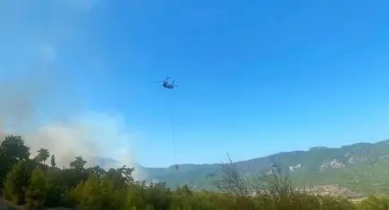 Antalya'nın Serik ilçesinde çıkan orman yangınına müdahale ediliyor
