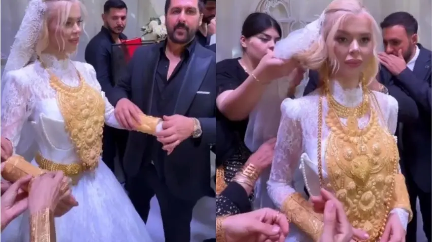 Vanlı Kara Haydar ile Çağla Öz evlendi: Düğünde kilolarca altın takıldı! haberinin görseli