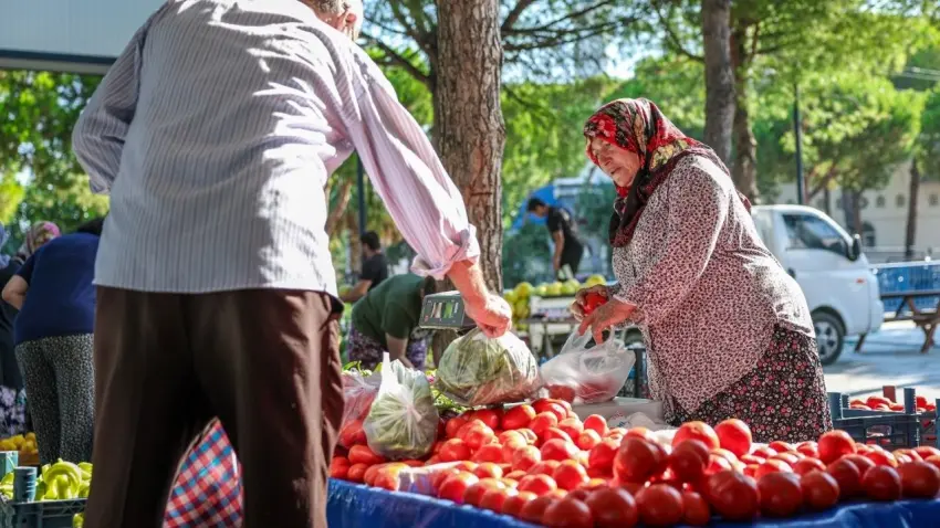 Aliağa Hacıömerli'de üreten kadınların ve köylülerin pazarı ilgi görüyor haberinin görseli
