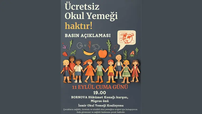 Ücretsiz okul yemeği için çağrı: Gıda güvencesi ve sağlıklı beslenme çocuk hakkıdır haberinin görseli