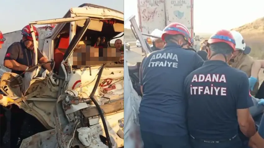 Adana’da feci kaza: TIR’a çarpan kamyonetteki 2 kişi hayatını kaybetti haberinin görseli