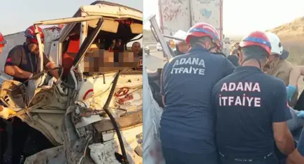 Adana’da feci kaza: TIR’a çarpan kamyonetteki 2 kişi hayatını kaybetti