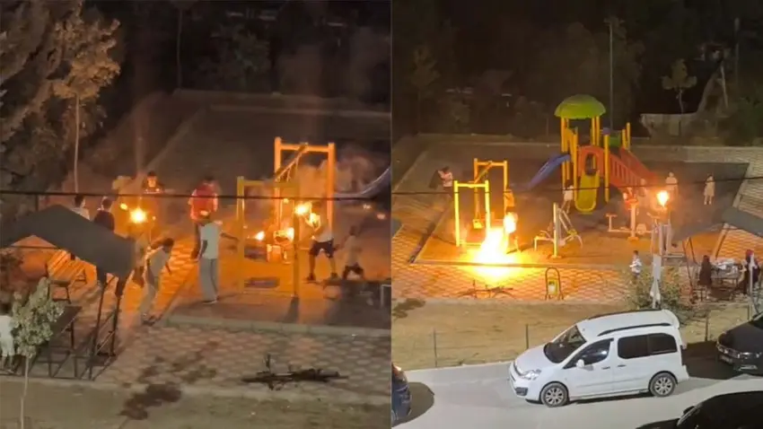 Mardin'de parkta dehşet anları: Yanıcı sopalarla çocukları korkutan 3 şüpheli yakalandı! haberinin görseli