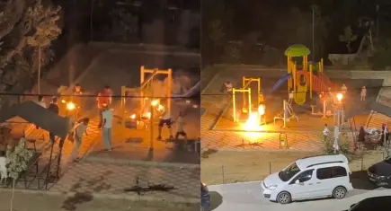 Mardin'de parkta dehşet anları: Yanıcı sopalarla çocukları korkutan 3 şüpheli yakalandı!