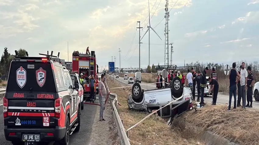 Takla atan kamyonette 2 kişi yaralandı haberinin görseli