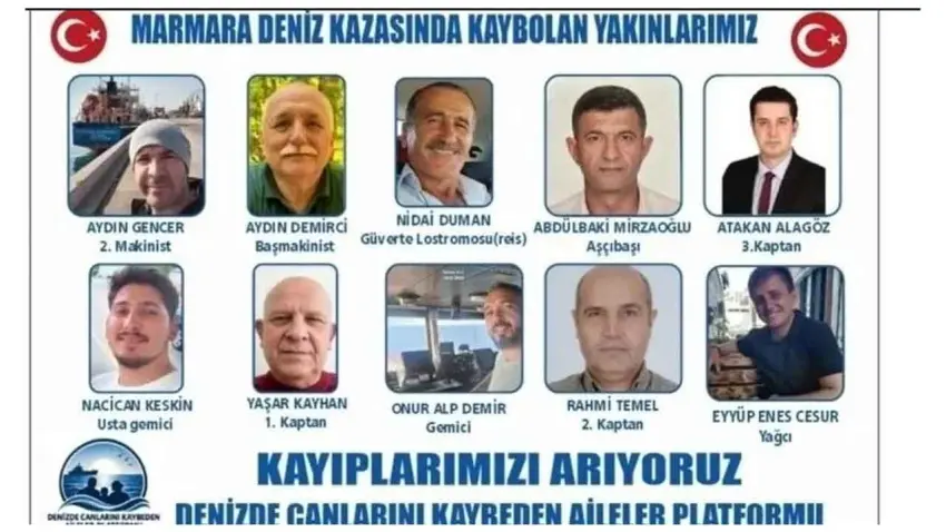 Silivri’de kaybolan 9 gemici için imza kampanyası haberinin görseli