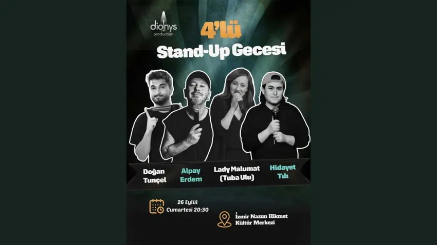 İzmir’de kahkaha dolu gece: 4 komedyen aynı sahnede haberinin görseli