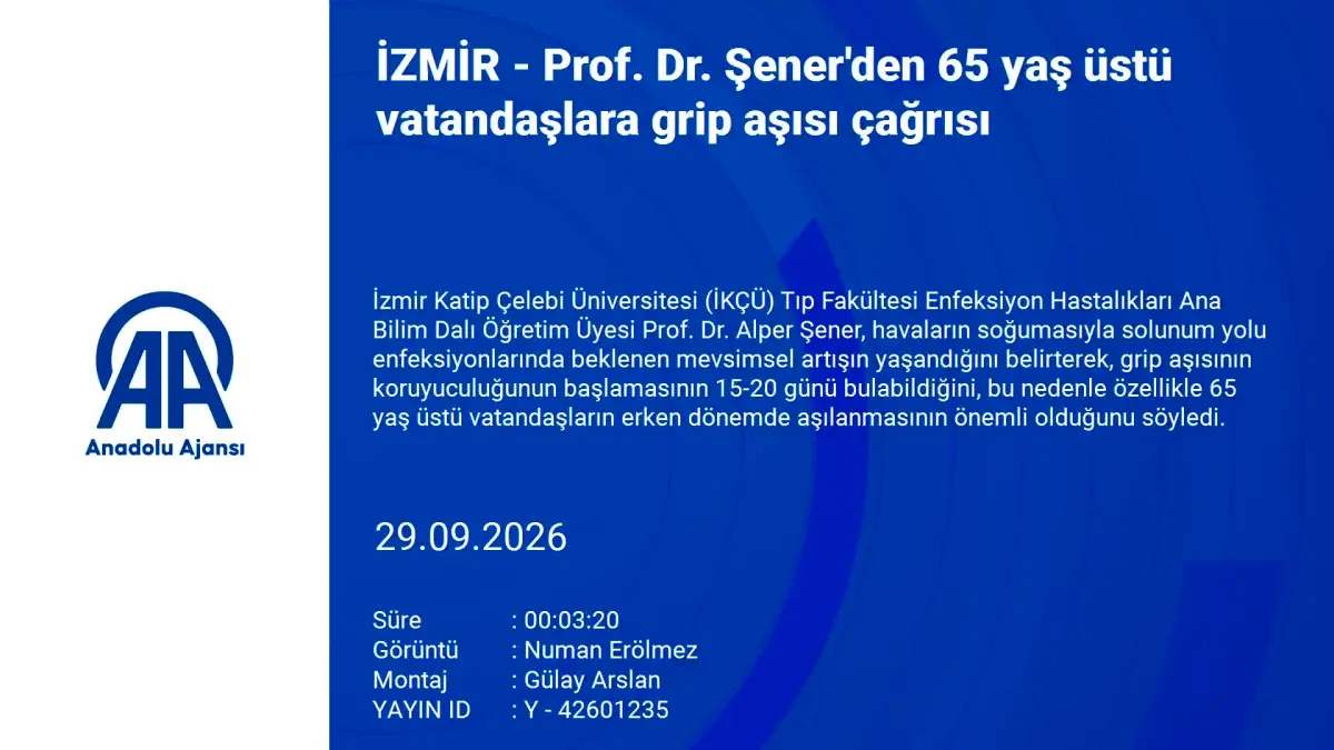 Prof. Dr. Şener'den 65 yaş üstü vatandaşlara grip aşısı çağrısı görseli