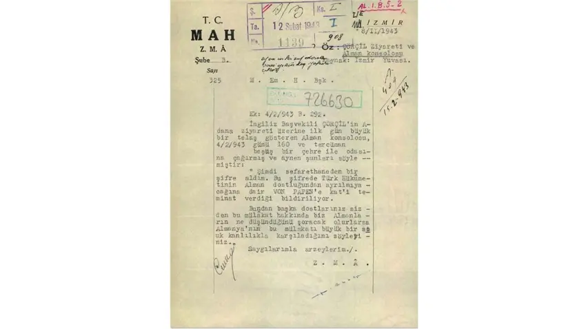 MİT, İnönü-Churchill görüşmesine ilişkin 1943 tarihli belgeyi yayımladı haberinin görseli