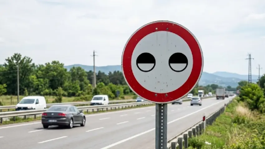 Trafikte görenler şaşırıyor! Kısık göze benzeyen levhanın anlamı bakın neymiş haberinin görseli