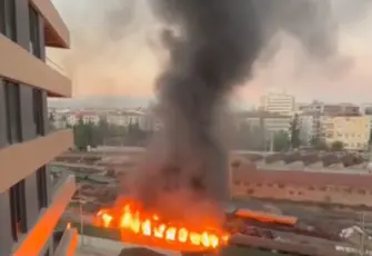 İzmir’de boş vagonda patlama sonrası yangın çıktı