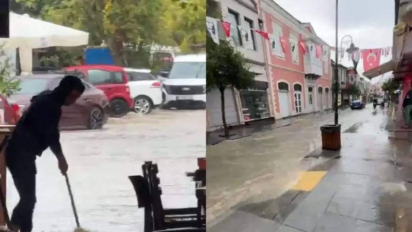 Çeşme’de sağanak etkili oldu: Cadde ve sokaklar su altında kaldı - Fotoğraf 1