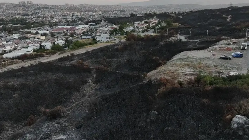 Buca’daki orman yangını dronla görüntülendi haberinin görseli